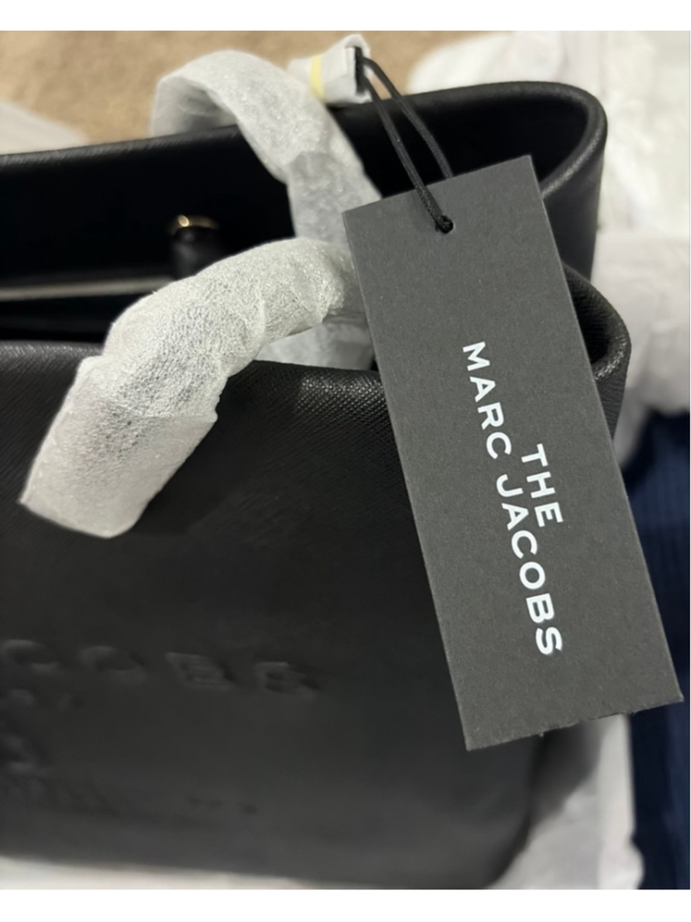 NWT Marc Jacobs Logo Shopper East-West Tote Bag in Black - Picture 3 of 13